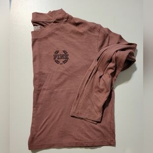 Pink Long Sleeve Cropped Tee Size New